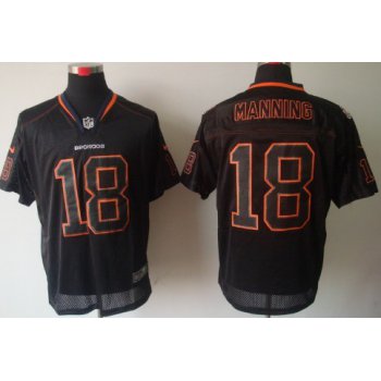 Nike Denver Broncos #18 Peyton Manning Lights Out Black Elite Jersey