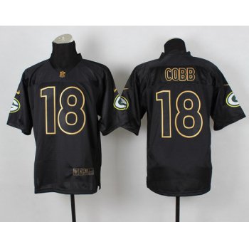 Nike Green Bay Packers #18 Randall Cobb 2014 All Black/Gold Elite Jersey