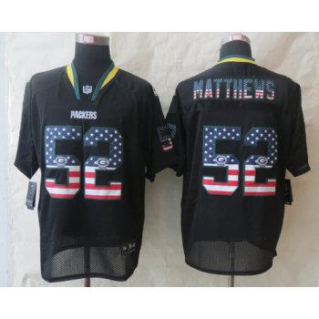 Nike Green Bay Packers #52 Clay Matthews 2014 USA Flag Fashion Black Elite Jersey