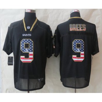 Nike New Orleans Saints #9 Drew Brees 2014 USA Flag Fashion Black Elite Jersey