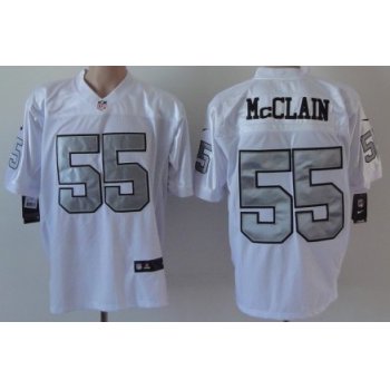 Nike Oakland Raiders #55 Rolando McClain White With Silvery Elite Jersey