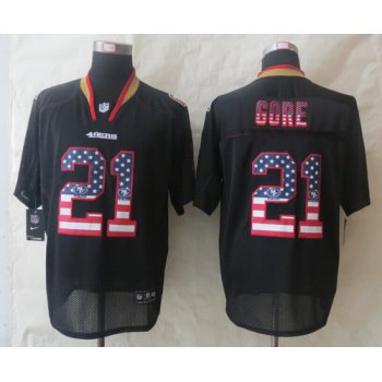 Nike San Francisco 49ers #21 Frank Gore 2014 USA Flag Fashion Black Elite Jersey