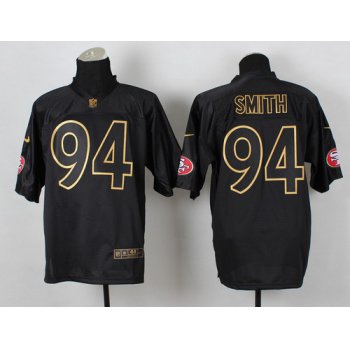 Nike San Francisco 49ers #94 Justin Smith 2014 All Black/Gold Elite Jersey