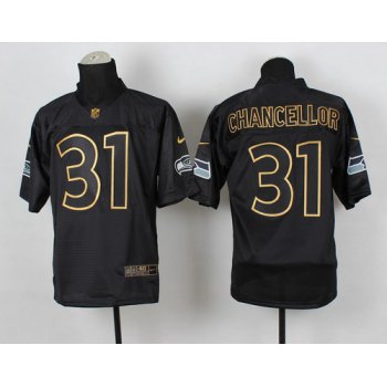 Nike Seattle Seahawks #31 Kam Chancellor 2014 All Black/Gold Elite Jersey