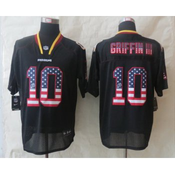 Nike Washington Redskins #10 Robert Griffin III 2014 USA Flag Fashion Black Elite Jersey