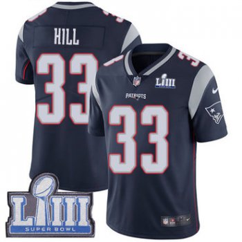 #33 Limited Jeremy Hill Navy Blue Nike NFL Home Youth Jersey New England Patriots Vapor Untouchable Super Bowl LIII Bound