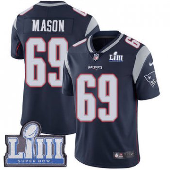 #69 Limited Shaq Mason Navy Blue Nike NFL Home Youth Jersey New England Patriots Vapor Untouchable Super Bowl LIII Bound