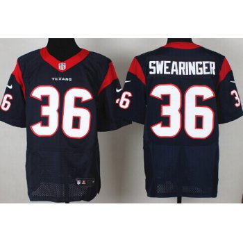 Nike Houston Texans #36 D. J. Swearinger Blue Elite Jersey