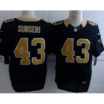 Nike New Orleans Saints #43 Vinnie Sunseri Black Elite Jersey