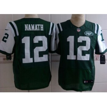 Nike New York Jets #12 Joe Namath Green Elite Jersey