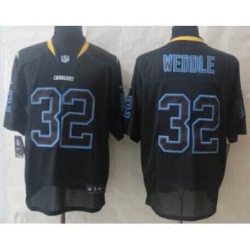 Nike San Diego Chargers #32 Eric Weddle Lights Out Black Elite Jersey