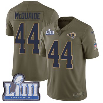 #44 Limited Jacob McQuaide Olive Nike NFL Youth Jersey Los Angeles Rams 2017 Salute to Service Super Bowl LIII Bound