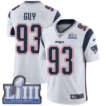 #93 Limited Lawrence Guy White Nike NFL Road Youth Jersey New England Patriots Vapor Untouchable Super Bowl LIII Bound