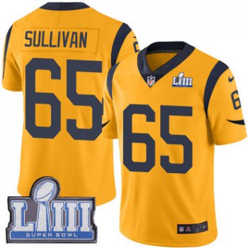 Youth Los Angeles Rams #65 John Sullivan Gold Nike NFL Rush Vapor Untouchable Super Bowl LIII Bound Limited Jersey