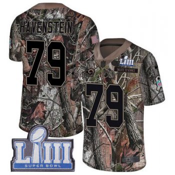 Youth Los Angeles Rams #79 Rob Havenstein Camo Nike NFL Rush Realtree Super Bowl LIII Bound Limited Jersey