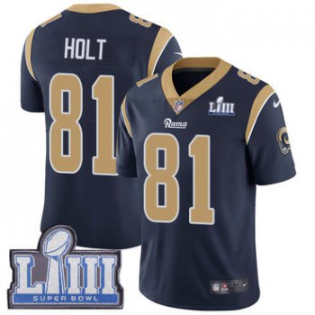 Youth Los Angeles Rams #81 Limited Torry Holt Navy Blue Nike NFL Home Vapor Untouchable Super Bowl LIII Bound Limited Jersey