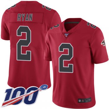 Falcons #2 Matt Ryan Red Men's Stitched Football Limited Rush 100th Season Jersey