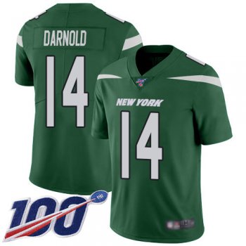 Jets #14 Sam Darnold Green Team Color Men's Stitched Football 100th Season Vapor Limited Jersey