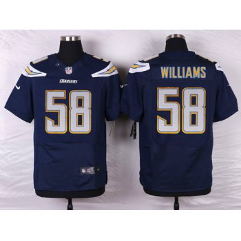 Men's San Diego Chargers #58 Tourek Williams Navy Blue Team Color NFL Nike Elite Jersey