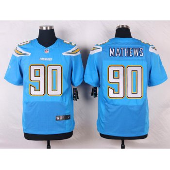 Nike San Diego Chargers #90 Ricardo Mathews Light Blue Alternate NFL Nike Elite Jersey