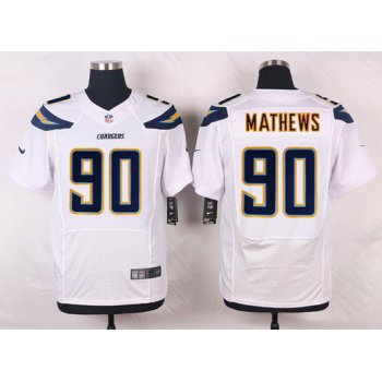 Nike San Diego Chargers #90 Ricardo Mathews White Road NFL Nike Elite Jersey