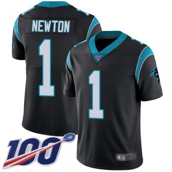 Panthers #1 Cam Newton Black Team Color Men's Stitched Football 100th Season Vapor Limited Jersey