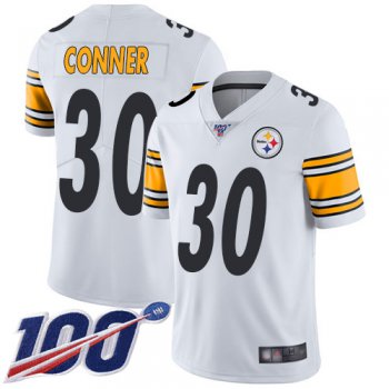 Steelers #30 James Conner White Men's Stitched Football 100th Season Vapor Limited Jersey