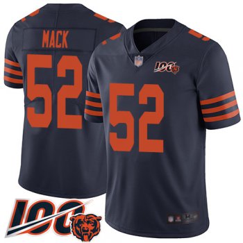 Bears #52 Khalil Mack Navy Blue Alternate Men's Stitched Football 100th Season Vapor Limited Jersey