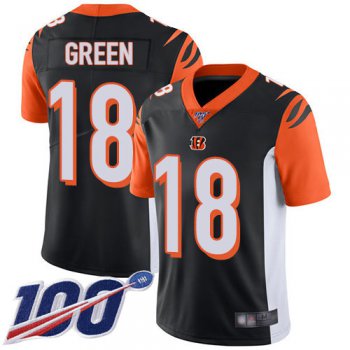 Bengals #18 A.J. Green Black Team Color Men's Stitched Football 100th Season Vapor Limited Jersey