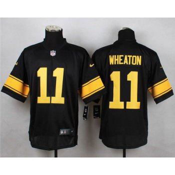 Men's Pittsburgh Steelers #11 Markus Wheaton Black With Yellow Nike NFL Elite Jersey