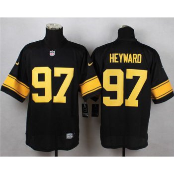 Men's Pittsburgh Steelers #97 Cameron Heyward Black With Yellow Nike NFL Elite Jersey