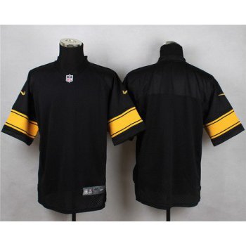 Men's Pittsburgh Steelers Blank Black With Yellow Nike NFL Elite Jersey