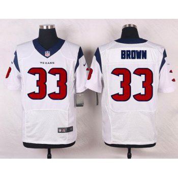 Men's Houston Texans #33 Stevie Brown White Road NFL Nike Elite Jersey