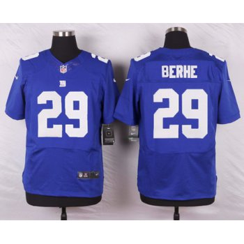 Men's New York Giants #29 Nat Berhe Royal Blue Team Color NFL Nike Elite Jersey