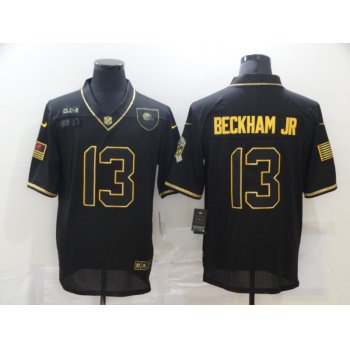 Men's Cleveland Browns #13 Odell Beckham Jr Black Gold 2020 Salute To Service Stitched NFL Nike Limited Jersey