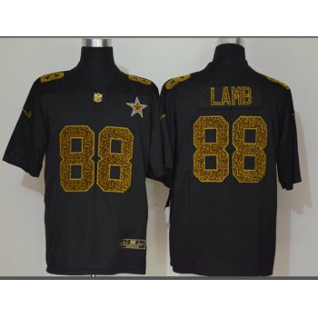 Men's Dallas Cowboys #88 CeeDee Lamb Black 2020 Nike Flocked Leopard Print Vapor Limited NFL Jersey