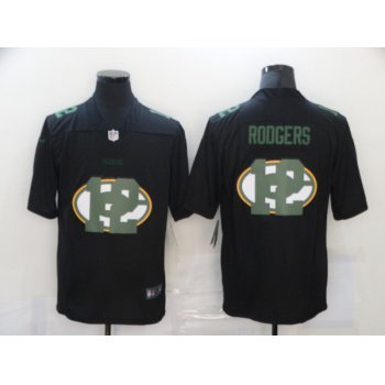 Men's Green Bay Packers #12 Aaron Rodgers Black 2020 Shadow Logo Vapor Untouchable Stitched NFL Nike Limited Jersey