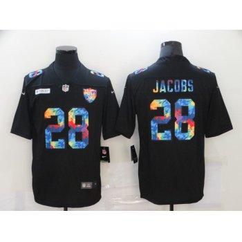 Men's Las Vegas Raiders #28 Josh Jacobs Multi-Color Black 2020 NFL Crucial Catch Vapor Untouchable Nike Limited Jersey