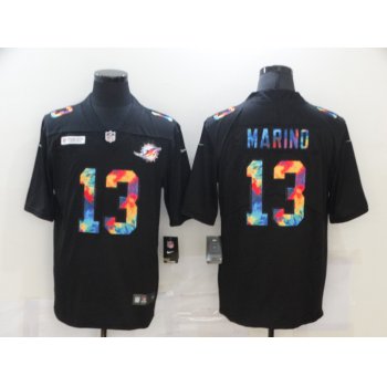 Men's Miami Dolphins #13 Dan Marino Multi-Color Black 2020 NFL Crucial Catch Vapor Untouchable Nike Limited Jersey