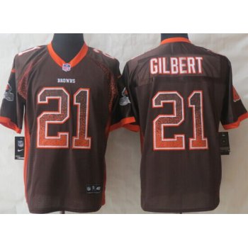 Nike Cleveland Browns #21 Justin Gilbert Drift Fashion Brown Elite Jersey