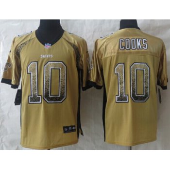 Nike New Orleans Saints #10 Brandin Cooks Drift Fashion Gold Elite Jersey