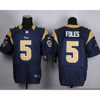 Nike St. Louis Rams #5 Nick Foles Navy Blue Elite Jersey