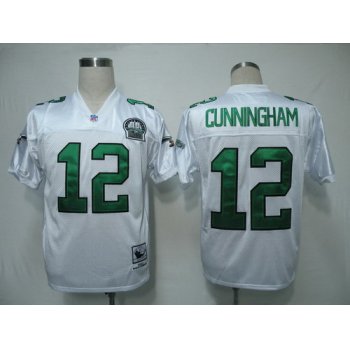 Philadelphia Eagles #12 Randall Cunningham White Throwback 99TH Jersey