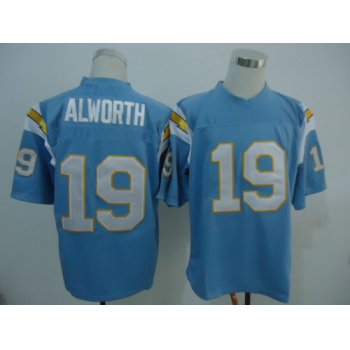 San Diego Chargers #19 Lance Alworth Light Blue Throwback Jersey