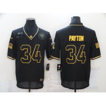 Men's Chicago Bears #34 Walter Payton Black Gold 2020 Salute To Service Stitched NFL Nike Limited Jersey