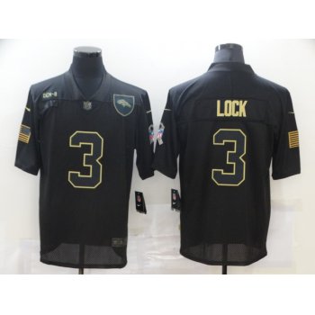 Men's Denver Broncos #3 Drew Lock Black 2020 Salute To Service Stitched NFL Nike Limited Jersey