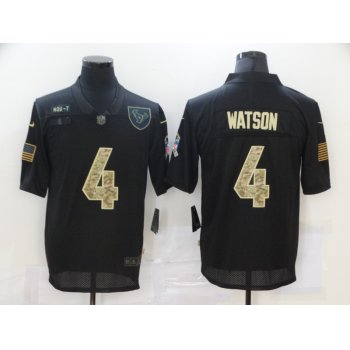 Men's Houston Texans #4 Deshaun Watson Black Camo 2020 Salute To Service Stitched NFL Nike Limited Jersey