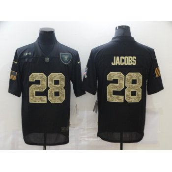 Men's Las Vegas Raiders #28 Josh Jacobs Black Camo 2020 Salute To Service Stitched NFL Nike Limited Jersey