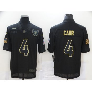 Men's Las Vegas Raiders #4 Derek Carr Black 2020 Salute To Service Stitched NFL Nike Limited Jersey