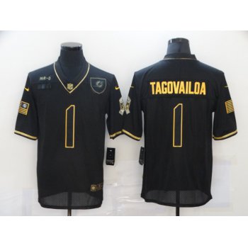 Men's Miami Dolphins #1 Tua Tagovailoa Black Gold 2020 Salute To Service Stitched NFL Nike Limited Jersey